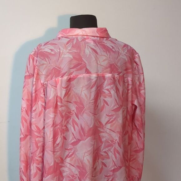 Plus Size Vintage 70s crepe floral high v neck blouson sleeve blouse Size XXL - Picture 8 of 10